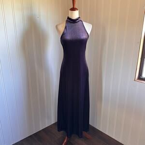 Vintage 90s/Y2K Whimsigoth Purple Velvet Maxi Gown S